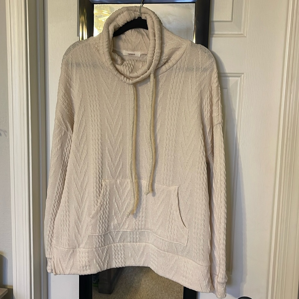 NWOT Stitch & Feather Cowl Neck Pocketed Sweater ~ M